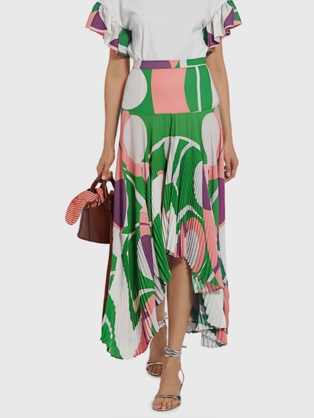 Alexis Liann Geometric Pleated Asymmetrical Skirt. Size Medium